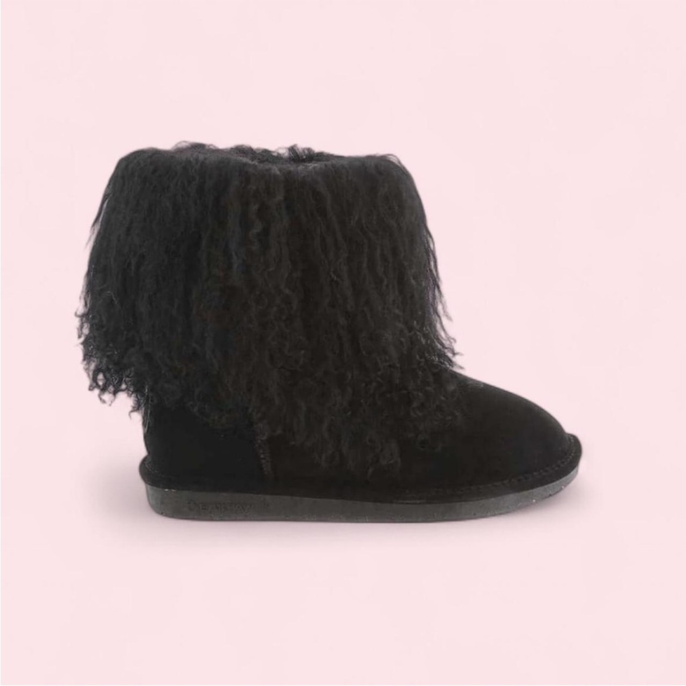 Bearpaw black suede mongolian fur boots